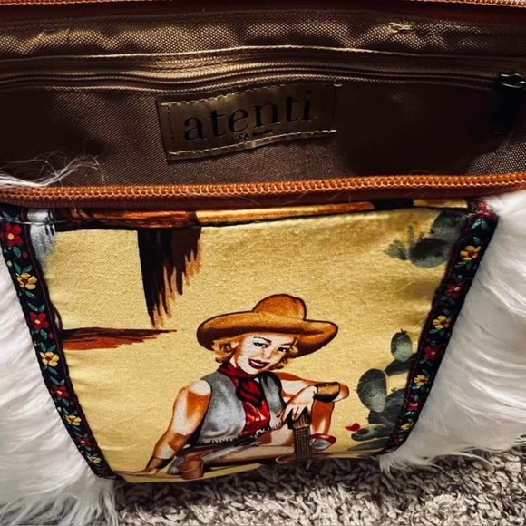 Atenti Handbags - Atenti Women's Western Print Bag - Tan and Brown